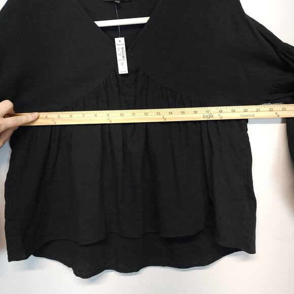 Madewell Pleated Monterey Top Size S Black Lightweight Knit Flowy 100% Cotton - Picture 13 of 16